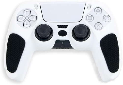 Coque de protection antidérapante en silicone pour manette de PS5/PS5 Blanc/noir