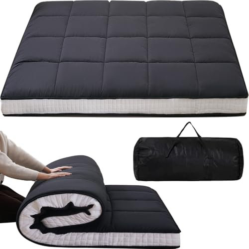 Obqer Futon Matratze klappmatratze 100x200 cm Japanische Bodenmatratze Faltbare matratze Dicke 10cm Atmungsaktive Bodenliege Gästebett für Camping Couch (Schwarz)