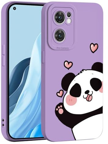 ILING Líquida Silicona Funda para OPPO Find X5 Lite 5G, Diseño de Flores y Dibujos Animados Lindo Ultradelgado Elegante Carcasa, Suave TPU Bumper Mate Antigolpes Cubierta (Púrpura Q13)