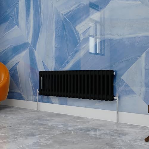 Traditional Household Cast Iron Radiator,Black Horizontal 300X1010mm 2 Column Suitable for Multi-Room Central Heating