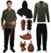 Mittelalter Herren Renaissance Kostüm Set, Viking Kostüm Schnürhemd Herren Hose mit Zubehör, Halloween-Kostüm für Cosplay, Maskerade, Zauberer (Grünes Hemd, XL)