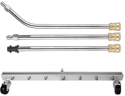 Pressure Washer Undercarriage Cleaner, Under Car Washer, with Swivel Wheel and 2 Extension Wand, 4000 PSI (25.5inch Silvery Undercarriage Cleaner)
