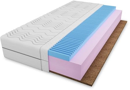 4ALL HOME Kaltschaum & Kokos Matratze M4 H3/H4 – beidseitig nutzbar – Massageschaum & Kokosmatte – 15 cm hoch – Hypoallergen – Abnehmbarer Bezug – Rollmatratze (Bezug: Weiß, 160x200cm)