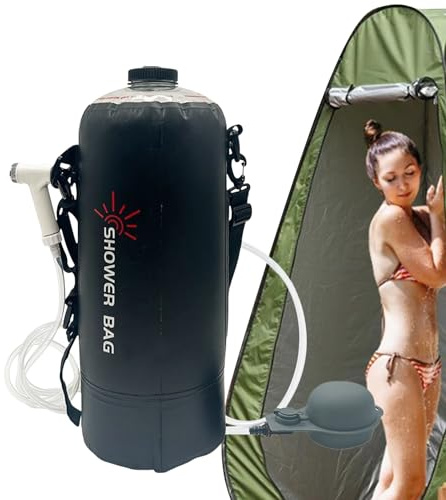 Xinhuju Campingdusche | Solardusche für Reisen und Trekking – Kit 12 l mit Duschpumpe, Zubehör für die Hygiene im Freien, ideal für und Wandern
