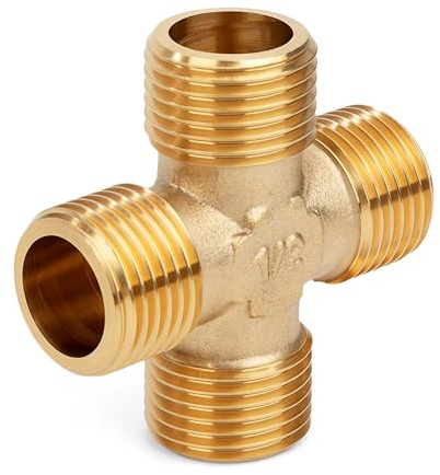 Raccordo a Croce in Ottone G1/2, Filettatura Maschio a 4 Vie, Connettore Accoppiatore Eal,Diametro Quattro Vie Guarnizione (1 Pezzi)