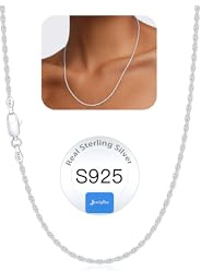 Jewlpire 925 Sterling Silver Chain Necklace for Women, 1.5mm Rope Chains Silver Chain for Women Sturdy Sterling Silver Necklace, Silver Chain 18 Inch