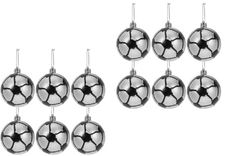 iplusmile 12 Stück Weihnachtskugeln Christbaumschmuck: Fußball Thema Sport Dekoration aus Bruchsicherem Kunststoff - Hängende Kugeln für Weihnachtsbaum, Sportliebhaber und Partys