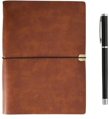 A6 Ringbuch Notizbuch, Vintage Leder Tagebuch, Abnehmbarer Riemen, Mit Schwarzem Gelstift, 100 Blatt Enthalten, Rotbraun