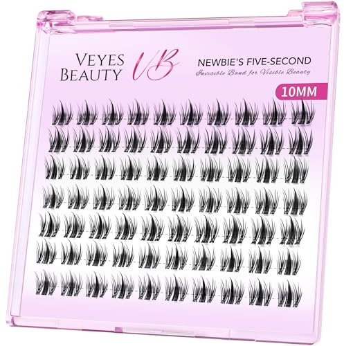 VEYESBEAUTY Faux Cils Extension Cils Newbie's Five-Second Cils Individuels Volume Russe Cluster Lashes Mixte Diy à La Maison Individuels (Manga, 10mm)