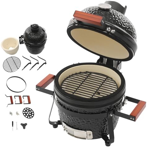 ROGONPDK Barbecue au charbon de bois en céramique, barbecue extérieur en céramique, 33 cm, barbecue au charbon de bois pour camping, poêle, ragoût, canon à goulasch, chaudron à goulasch, pour