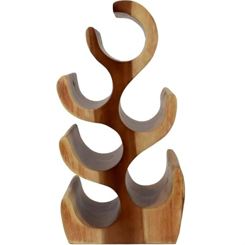 Teako Design Weinregal Teakholz Teramo – massives Flaschenregal aus Teak, wetterfestes Holzregal für Innen & Außen, stabil, naturfarben, stilvolles Weinflaschen-Regal (6 Flaschen)