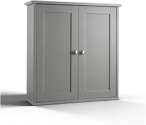 LEADZM Hängeschrank, Wandschrank mit Einer Tür | Badschrank, Küchenschrank, Medizinschrank, 60 x 18 x 60 cm (Stil 3, Grau)