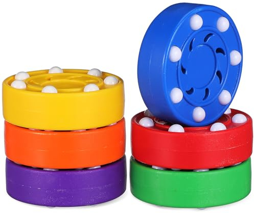 ifundom 6 pcs Street Hockey Pucks Abs Assorted Colors | Indoor and Outdoor Use, Training Hockey Pucks, Vibrant Colors, Lasting Use for Practice Sessions
