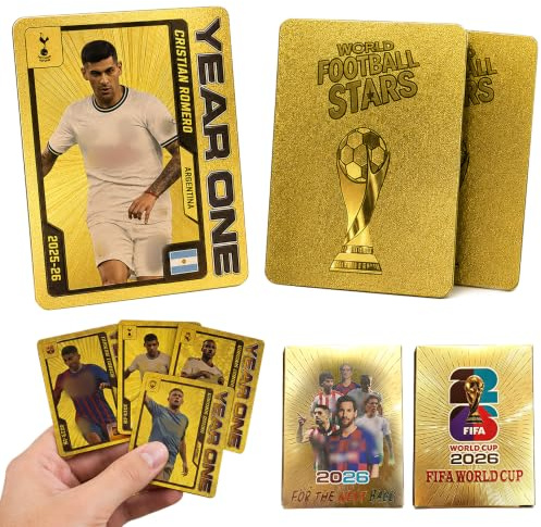 XPJBKC Football Star Cards, 55 Pcs Soccer 2026 World Cup Collectible Cards, Soccer Star Collection Cards, Gold Foil Top Footballs Card for Collector & Fans, Birthday Gift