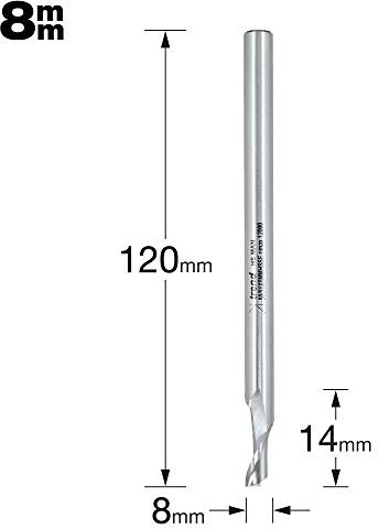 Trend Professional Single Flute Helical Plunge Router Cutter Bit, 8mm Shank, 8mm Cut Diameter & 14mm Cut Length, High Speed Steel, 50/51X8MMHSSE