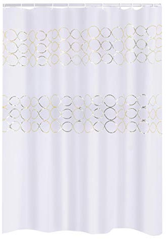 RIDDER Duschvorhang Textil Paillette Weiß-Gold 180x200 cm