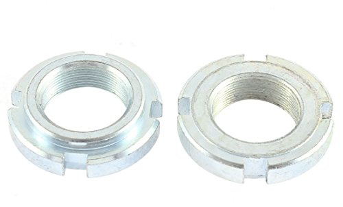Sourcingmap, 2 dadi di bloccaggio per sterzo moto, colore argento, M26 x 1,0