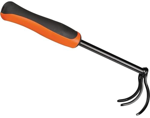 Bahco P264 Small Hand Garden Cultivator 315mm | Soil Aerating Tool Trade | Loosens soil for air and water flow | Hardened steel head | Rust protected coating | Soft grip handle