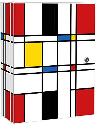 banjado® XXL Medizinschrank abschliessbar mit Motiv Rot Gelb Blau 35x46x15cm - großer Arzneischrank/Medikamentenschrank aus Metall zur Medikamenten Aufbewahrung - Apothekerschrank mit 3 Schlüsseln