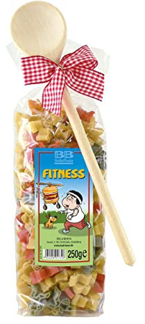 Bull & Bear bunte Jogger Nudeln 250g, Motivnudeln aus Hartweizengrieß, handgefertigt in deutscher Manufaktur, Pasta Geschenk, inkl. Holzlöffel