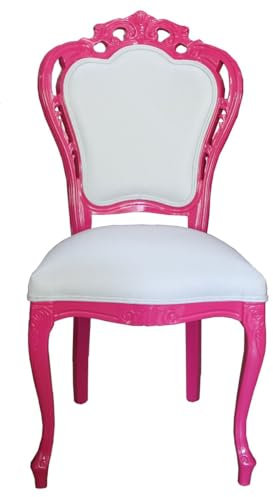 Casa Padrino Luxus Barock Esszimmer Stuhl in Weiß/Pink - Designer Stuhl - Luxus Qualität