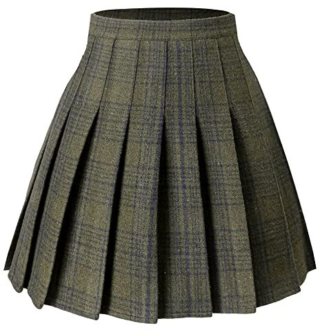 Hoerev Jupe plissée Polyvalente avec Short pour Femme,Bande Verte,36