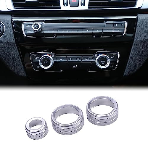 Lot de 3 boutons de climatisation pour voiture 1 2 3 4 F30 F34 F46 GT X1 F48 13-17 - Accessoire en alliage (argent)