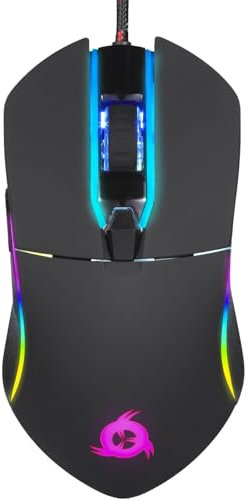 KLIM Aim Souris Gamer RGB 7000 DPI - Souris Ambidextre Ergonomique RGB Chroma pour Ordinateur - Souris PS4, PC Portable et de Bureau + Souris à Laser Optique Haute Précision - Noir
