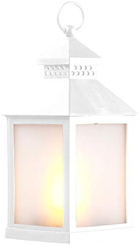 Lunartec Laterne mit LED Licht: LED-Laterne mit realistischem Flammenspiel und Timer, weiß (mit Timerfunktion, Geburtstag Atmosphäre Decor Fackel, Gartenleuchte Standleuchte)