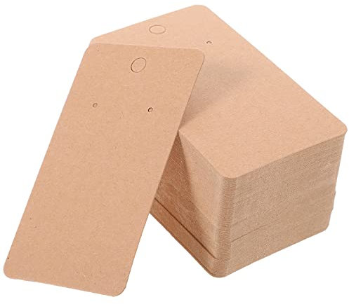 Milisten 400pcs Kraft Paper Earring Cards Holder Ear Studs Necklace Display Cards Blank Kraft Paper Tags for Store
