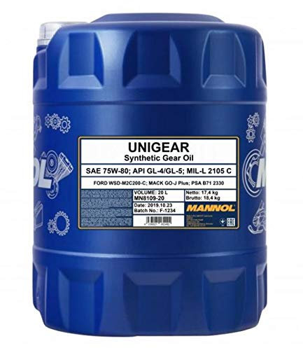 20 Liter, MANNOL Unigear 75W-80 GL-5 Getriebeöl