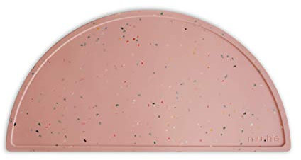 Mushie Silikon tischmatte für Kinder | Schmutzabweisend & Spülmaschinenfest | Rutschfestes Design | Sichere, Hochwertige & Langlebige Erstausstattung | Powder Pink Confetti