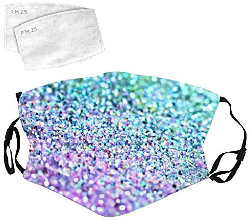 Lulupi Glitzer Mundschutz Multifunktionstuch 3D Glänzend Mund-Nasenschutz Winddicht Atmungsaktiv Face Shield mit Filter,Mode Party Pailletten Halstuch Bandana Maske