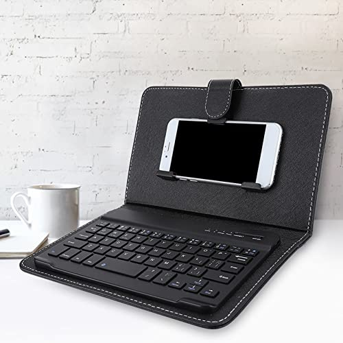 Handy Tastaturhülle, tragbare Bluetooth Tastatur, ultraschlanke, kabellose Lederschutzhülle Keyboard für Android/IOS-Telefone mit Bluetooth (4,5-6,8 Zoll oder 6-9,5