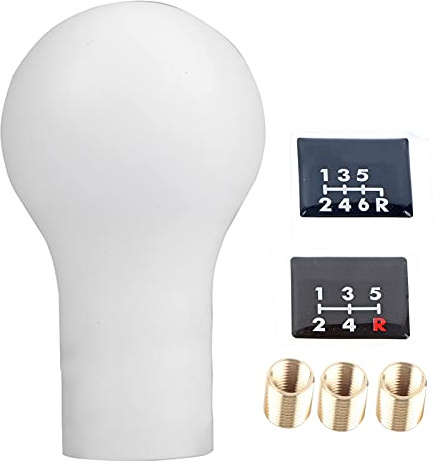 Akozon Pomo de cambio de marchas manual automático de 5 velocidades para Lancer V3/EVO (blanco) Pomo Rally