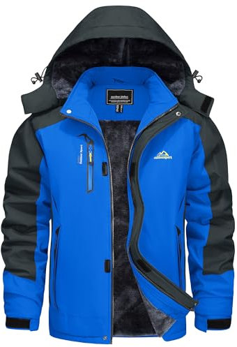 KEFITEVD Winterjacke Herren Skijacke Wasserdicht Warm Gefüttert Outdoorjacke Winter Softshelljacke Snowboard Fleecejacke Königsblau L