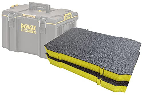 Shadow Foam ToughSystem 2.0 Toolbox Foam Inserts [Twin Pack] Cut and Peel Foam Inserts for DeWalt ToughSystem 2.0 Toolboxes | Tool Organisation, Kaizen, 5s, Tool Storage & Storage Boxes (50mm, Yellow)