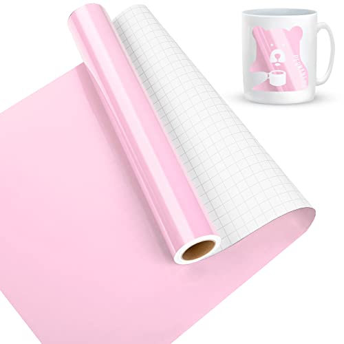 Vinyle Adhésif Rose Brillant, 30 x 457 cm Vinyle adhésif Rose pour Cricut, Silhouette Cameo, Vinyle permanent pour Cadeaux de Bricolage, Mug