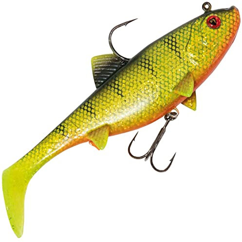 Fox Rage Replicant Wobble - Gummifisch Swimbait, Farbe:UV Natural Perch, Länge/Gewicht:14cm - 55g