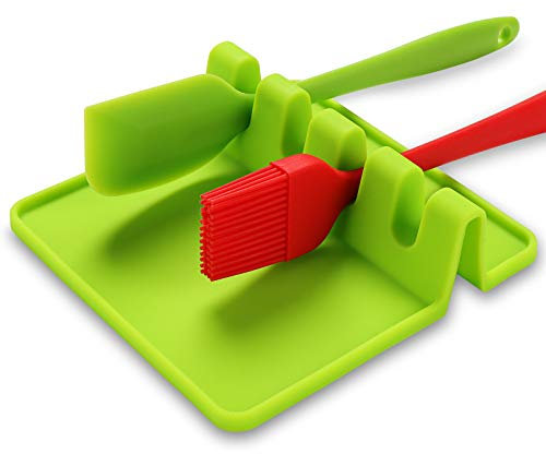 Kochlöffelablage Silikon Löffelablage Küchenutensilienablage Löffelhalter Kochlöffelhalter Utensilienablage Besteckhalter Küchenhelfer Ablage Küchenablage Kochwerkzeugen Löffel Rest (Green)