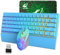 Set Tastiera E Mouse Da Gioco Wireless Compatti Al 60% Con Poggiapolsi, Tastiera RGB Ricaricabile Di Tipo C Da 3800 MAh Sensazione Meccanica Mouse Luminoso Retroilluminato Per PC Portatile -Blu
