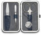 nippes Solingen Maniküre Set Vintage, 3-teilig, Antik Rindsleder Nagelset mit Rahmen, weiches Wildleder innen, Made in Germany, Nagelpflege Set mit Nagelschere, Pinzette und Nagelfeile, vernickelt