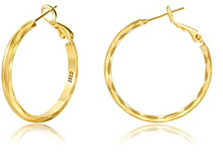 Creolen aus Sterling Silber,Gold Silber große Creolens für Damen 14 Karat echt Vergoldet Große Dünne Hypoallergen Kreis Endlose Creolen, 20/30/40/50/60/70 mm für Mädchen