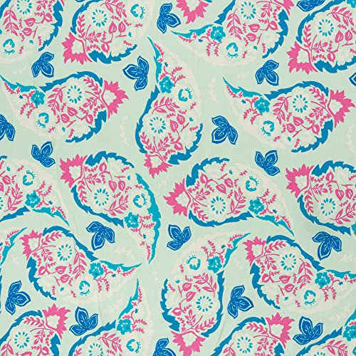 PINSOLA Viskose Stoff Meterware | Modestoff | Viskosestoff | Blusenstoff | 100% Viskose | Georgette | Zeichen - Paisley Muster | 1 Stück= 0.5m