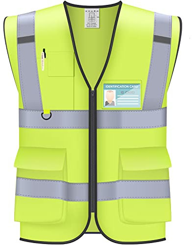 Oyayubi Warnwesten Auto Pannenweste, EN ISO 20471 Gelb Warnweste, Neongelb Sicherheitsweste, Reflektierend Weste, Herren Frauen, Pkw, LKW - L