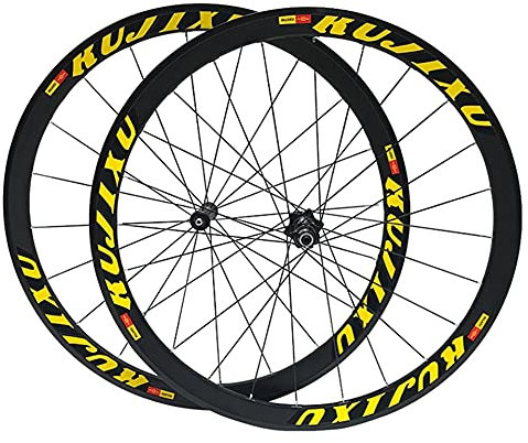 Rennrad Laufradsatz 700c Cruiser Fahrradrad 40mm Felge Felge/V-Bremse Fahrradräder Mit Schnellspanner Für 7 8 9 10 11 Speed Kassette 1850g (Color : Geel, Size : 700C)