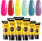 BURANO Poly Extension Gel Nail Kit, 6 Colors Nail Poly Nails Builder Gel Set for Beginner & Professional Using, Poly Nail Gel Kits DIY Starter Kit Nail Art Gift (03 Neon color)