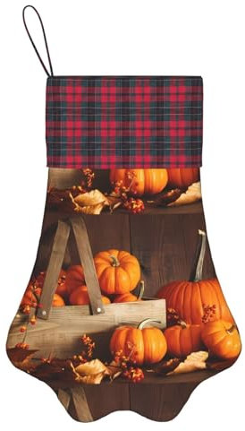 Herbst Kürbis Weihnachten Hund Pfote Strumpf 43x30cm,Für Kamin Weihnachtsbaum Urlaub Thema Party Hause Hängen Dekoration
