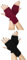 FGFD&OU Fingerlose Handschuhe für Damen Gestrickte Halb Fingerhandschuhe Kurzer Strickhandschuhe Fäustlinge Handwärmer Handgelenkwärmer Armstulpen Handstulpen Pulswärmer (2Paar-Schwarz+Weinrot)