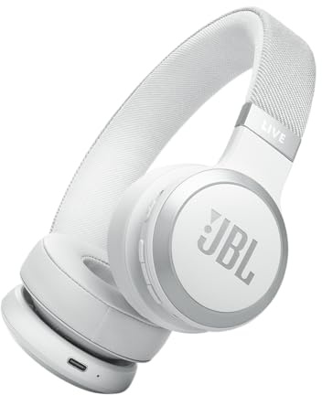 JBL Live 670NC - Auriculares inalámbricos supraaurales con cancelación de ruido adaptativa con ambiente inteligente, batería de hasta 65 horas de duración con carga de velocidad, diseño ligero, cómodo
